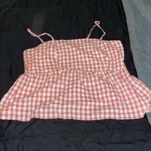 Cute 2x pink & white checkered Strap top